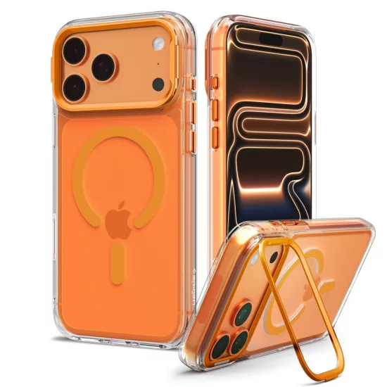 iPhone 18 Pro Max / 17 Pro Max Tok - Spigen Ultra Hybrid Optik S MagSafe - Átlátszó-Narancs