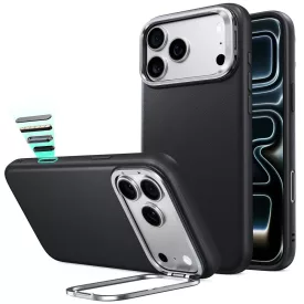   iPhone 18 Pro / 17 Pro Tok - ESR Leather Kickstand MagSafe - Fekete