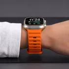 Apple Watch (44/45/46/49mm) Óraszíj - Tech-Protect Silicone Line - Narancs