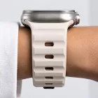 Apple Watch (44/45/46/49mm) Óraszíj - Tech-Protect Silicone Line - Bézs