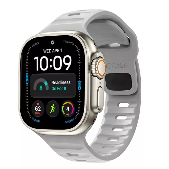 Apple Watch (44/45/46/49mm) Óraszíj - Tech-Protect Silicone Line - Szürke