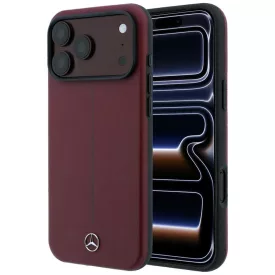   iPhone 18 Pro / 17 Pro Tok - Mercedes Leather Semi Wrap Iconic Line MagSafe - Bordó