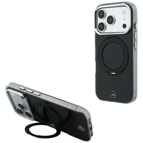 iPhone 18 Pro Max / 17 Pro Max Tok - Mercedes Ring Stand Iconic Logo MagSafe - Fekete