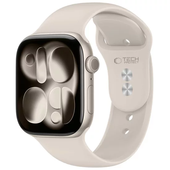 Apple Watch (44/45/46/49mm) Óraszíj - Tech-Protect Silicone - Bézs