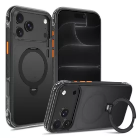   iPhone 18 Pro Max / 17 Pro Max Tok - Tech-Protect MagAir Stand MagSafe CC - Áttetsző-Fekete