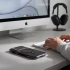 iPhone 18 Pro Max / 17 Pro Max Tok - Tech-Protect MagAir Stand MagSafe CC - Áttetsző-Fekete
