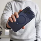iPhone 18 Pro Max / 17 Pro Max Tok - Tech-Protect MagAir Stand MagSafe CC - Áttetsző-Sötétkék