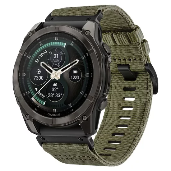 Garmin Fenix ​​5X / 5X Plus / 6X / 6X Pro / 7X / 8 / 8 Pro / 9 / 9 Pro (47mm) Óraszíj - Tech-Protect Nylon Classic - Zöld