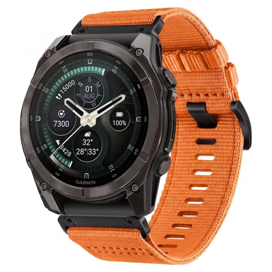 Garmin Fenix ​​5X / 5X Plus / 6X / 6X Pro / 7X / 8 / 8 Pro / 9 / 9 Pro (47mm) Óraszíj - Tech-Protect Nylon Classic - Narancs