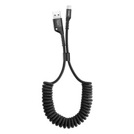 Baseus Fish Eye USB-A - Lightning Spirál Kábel - 1m 2A - Fekete   Baseus Fish Eye USB-A - Lightning Spirál Kábel - 1m 2A - Fekete