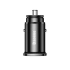 Baseus Square Autós Töltő - USB + USB-C - 5A 30W - Fekete