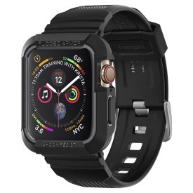 Apple Watch 44mm / 45mm Tok és Szíj - Spigen Rugged Armor Pro - Fekete   Apple Watch 44mm / 45mm Tok és Szíj - Spigen Rugged Armor Pro - Fekete