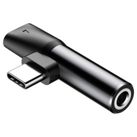 Baseus L41 Audio Adapter - USB-C - 3.5mm Jack + USB-C - Fekete   Baseus L41 Audio Adapter - USB-C - 3.5mm Jack + USB-C - Fekete
