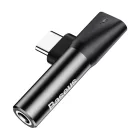 Baseus L41 Audio Adapter - USB-C - 3.5mm Jack + USB-C - Fekete