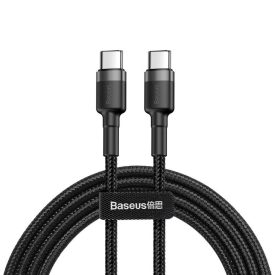   Baseus Cafule USB-C - USB-C Kábel - 1m 3A 60W - Fekete-Szürke