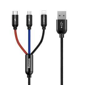   Baseus 3in1 Three Primary Colors USB - USB-C + micro + Lightning Kábel - 1.2m 3A