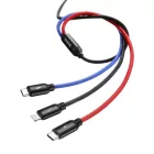 Baseus 3in1 Three Primary Colors USB - USB-C + micro + Lightning Kábel - 1.2m 3A