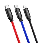 Baseus 3in1 Three Primary Colors USB - USB-C + micro + Lightning Kábel - 1.2m 3A