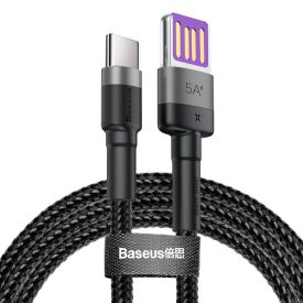 Baseus Cafule USB-A - USB-C Kábel - 1m 5A - Fekete-Szürke Baseus Cafule USB-A - USB-C Kábel - 1m 5A - Fekete-Szürke
