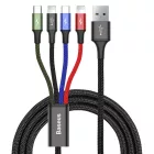 Baseus 4in1 USB-A - USB-C + 2x Lightning + micro Kábel - 1.2m 3.5A - Fekete