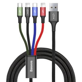   Baseus 4in1 USB-A - USB-C + 2x Lightning + micro Kábel - 1.2m 3.5A - Fekete