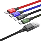 Baseus 4in1 USB-A - USB-C + 2x Lightning + micro Kábel - 1.2m 3.5A - Fekete
