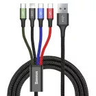 Baseus 4in1 USB-A - 2x USB-C + Lightning + micro Kábel - 1.2m 3.5A - Fekete