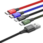 Baseus 4in1 USB-A - 2x USB-C + Lightning + micro Kábel - 1.2m 3.5A - Fekete
