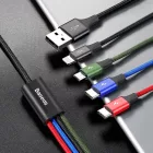 Baseus 4in1 USB-A - 2x USB-C + Lightning + micro Kábel - 1.2m 3.5A - Fekete