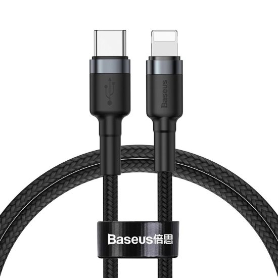 Baseus Cafule USB-C - Lightning Kábel - 1m 18W PD - Fekete-Szürke