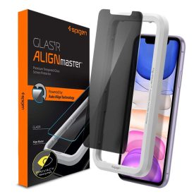   iPhone 11 / XR Kijelzővédő Üvegfólia - Spigen Glas.tR AlignMaster Privacy