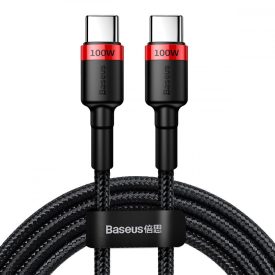  Baseus Cafule USB-C - USB-C Kábel - 2m 5A PD2.0 100W - Fekete-Piros