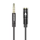 Dudao Audio Hosszabító Kábel - 4 pólusú - 3.5mm jack - 1m - Fekete