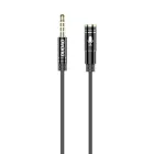 Dudao Audio Hosszabító Kábel - 4 pólusú - 3.5mm jack - 1m - Fekete