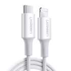 Ugreen USB-C - Lightning MFi Kábel -1m 3A 20W - Fehér