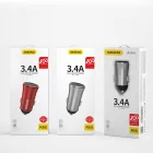 Dudao Autós Töltő 2xUSB 3,4A - Szürke