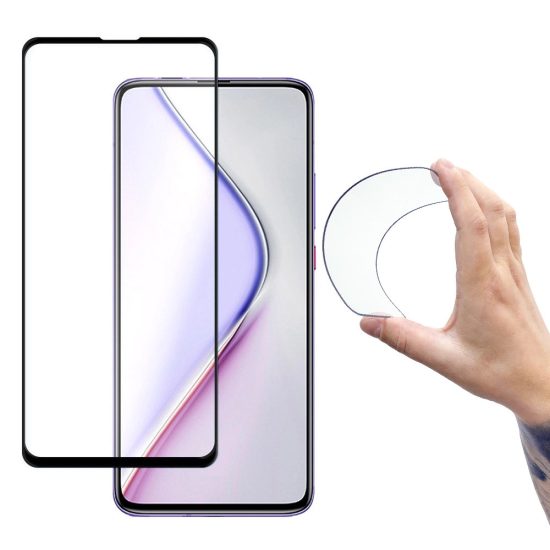 Xiaomi Redmi K30 Pro / Poco F2 Pro Kijelzővédő Üvegfólia - Wozinsky Full Cover Flexi Nano Glass - Fekete Kerettel