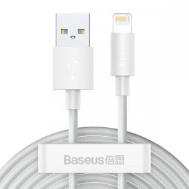 Baseus Simple Wisdom USB-A - Lightning Kábel - 1.5m 2.4A - Fehér - 2db   Baseus Simple Wisdom USB-A - Lightning Kábel - 1.5m 2.4A - Fehér - 2db