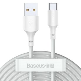 Baseus Simple Wisdom USB-A - USB-C Kábel - 1.5m 5A 40W - Fehér - 2db   Baseus Simple Wisdom USB-A - USB-C Kábel - 1.5m 5A 40W - Fehér - 2db