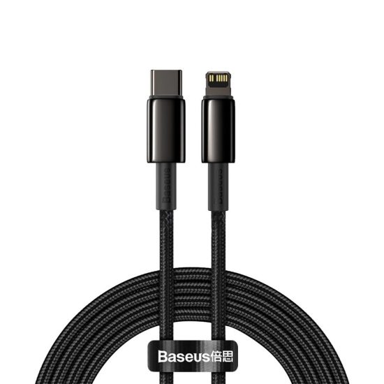 Baseus Tungsten Gold USB-C - Lightning Kábel - 2m 20W - Fekete