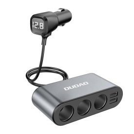   Dudao Autós Töltő 2xUSB + 3x Szivargyújtó Elosztó 3,4A - Fekete