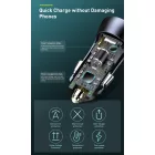 Baseus Golden Contactor Pro Autós Töltő 40W - USB + USB-C - QC4.0, PD, SCP - Szürke