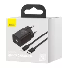 Baseus Super Si Hálózati Töltő 20W - USB-C + 1m USB-C-Lightning Kábel - Fekete