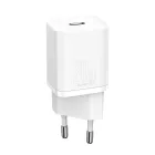 Baseus Super Si Hálózati Töltő 20W - USB-C + 1m USB-C-Lightning Kábel - Fehér