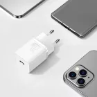 Baseus Super Si Hálózati Töltő 20W - USB-C + 1m USB-C-Lightning Kábel - Fehér