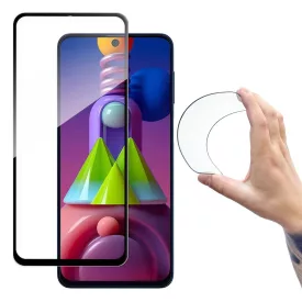   Samsung Galaxy M51 Kijelzővédő Üvegfólia - Wozinsky Full Cover Flexi Nano Glass - Fekete Kerettel