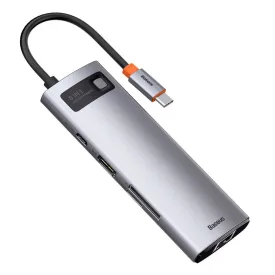   Baseus Metal Gleam Series 8in1 USB-C HUB - 3x USB 3.0 + HDMI + USB-C PD + RJ45 + SD