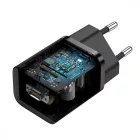 Baseus Super Si Hálózati Gyorstöltő 25W - USB-C + 1m USB-C-USB-C Kábel - Fekete