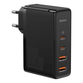 Baseus GaN2 Pro Hálózati Töltő 100W - 2x USB-A + 2x USB-C - Fekete   Baseus GaN2 Pro Hálózati Töltő 100W - 2x USB-A + 2x USB-C - Fekete