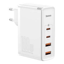Baseus GaN2 Pro Hálózati Gyorstöltő 100W - 2xUSB + 2xUSB-C - Fehér   Baseus GaN2 Pro Hálózati Gyorstöltő 100W - 2xUSB + 2xUSB-C - Fehér